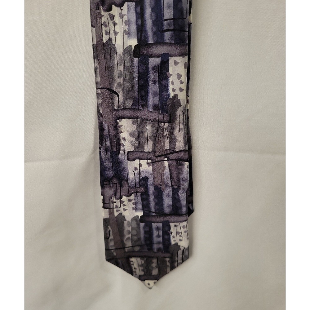 J‎ Jerry Garcia Mens Gray Silk New York New York Collection Necktie Neck Tie